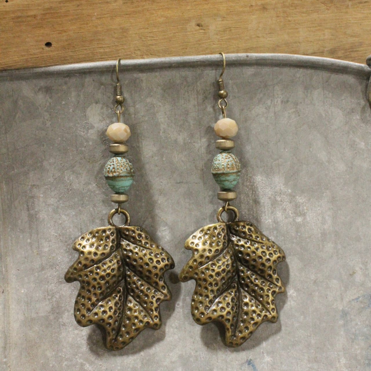 Czech Out These Acorn & Oak Leaf Dangle Drop Earrings