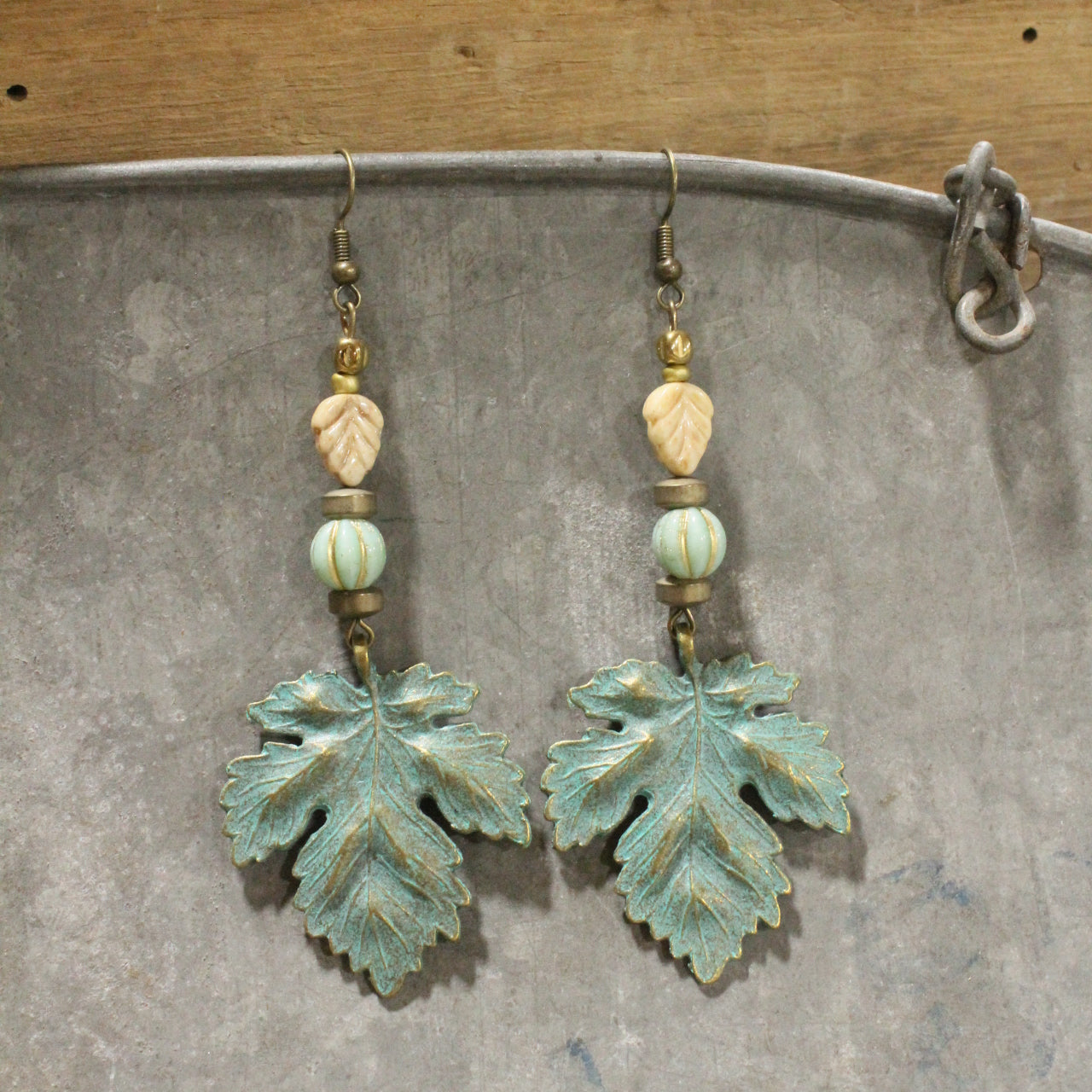 Czech Out These Maple Leaf Dangle Drop Earrings