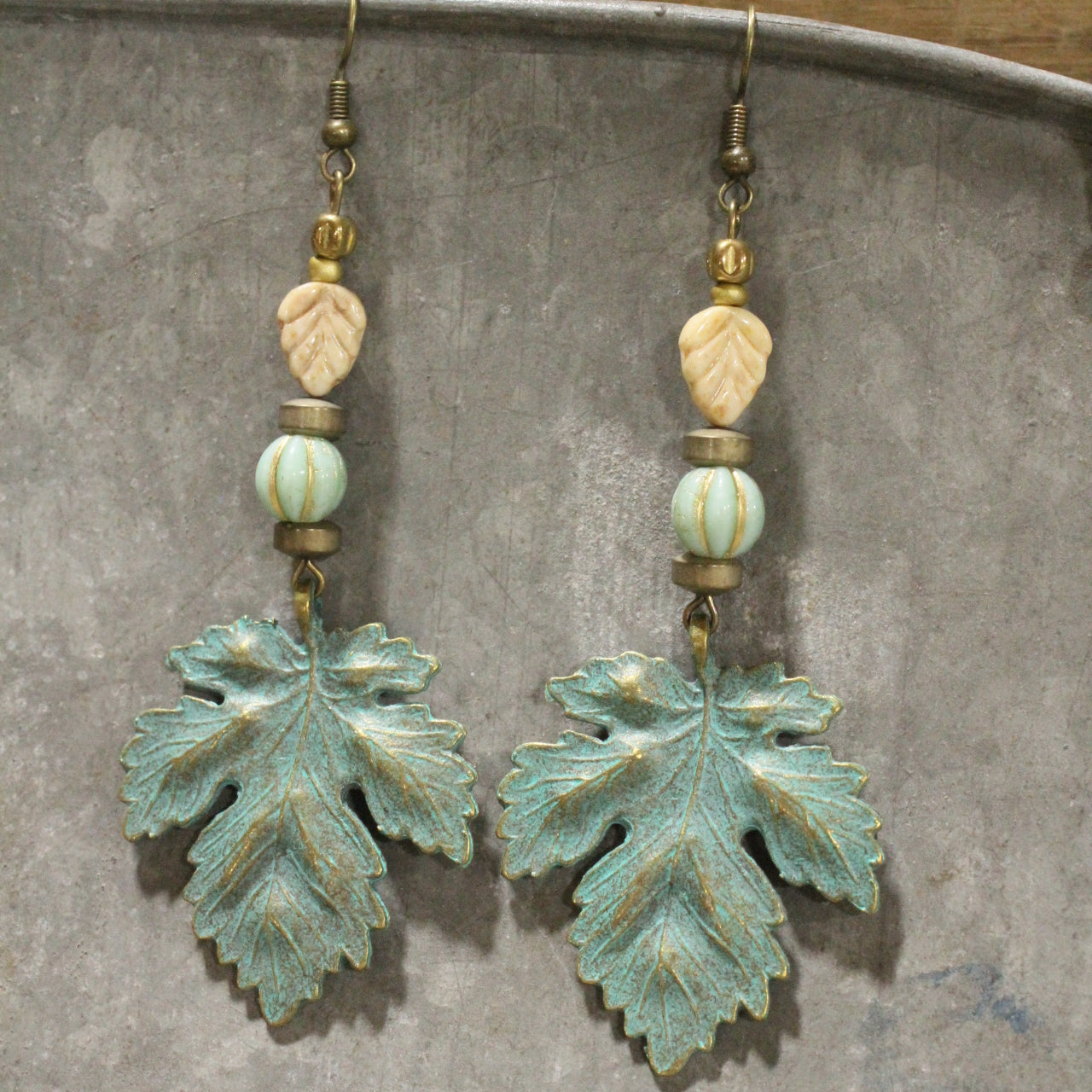 Czech Out These Maple Leaf Dangle Drop Earrings