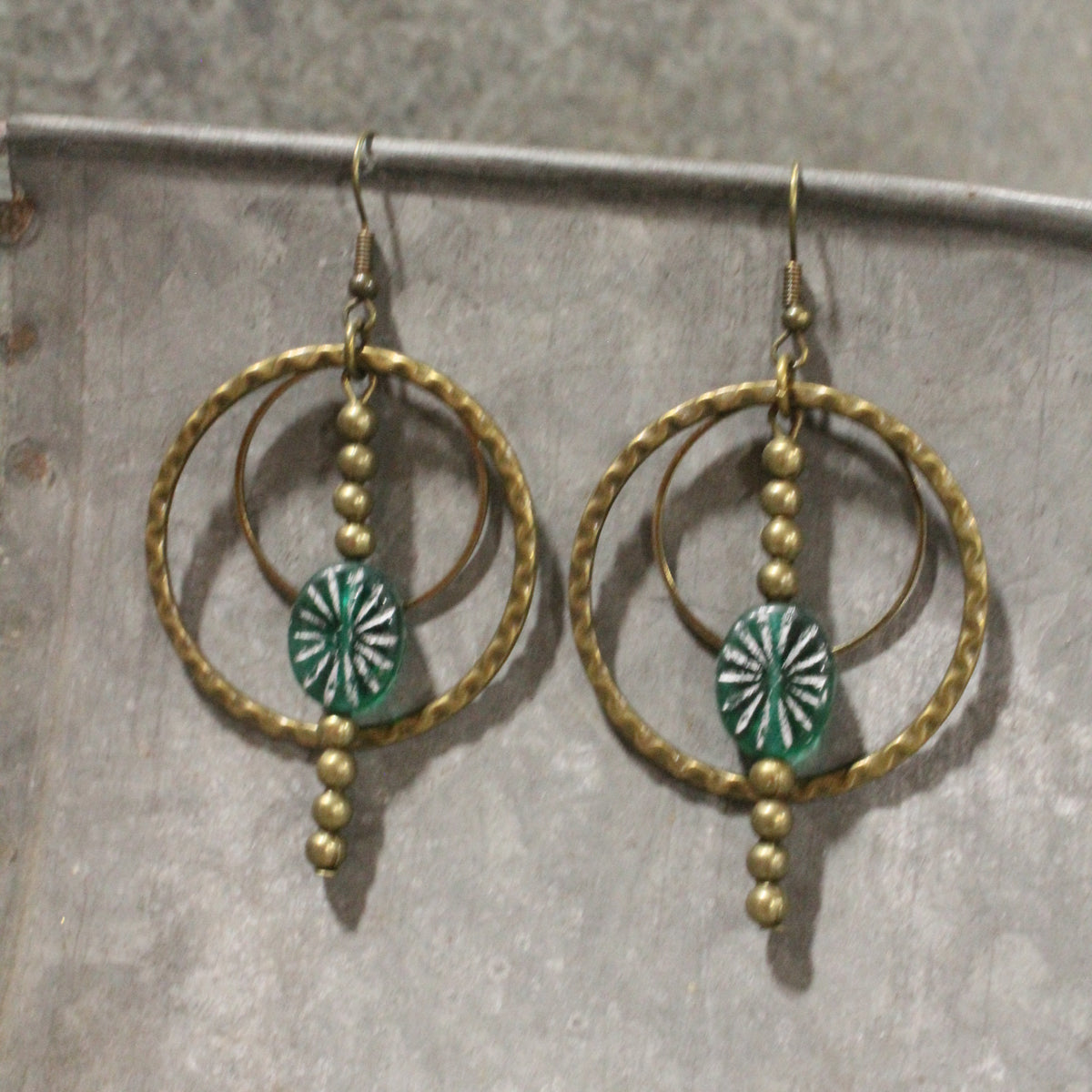 Forever Green Czech Me Out Hoop Earrings