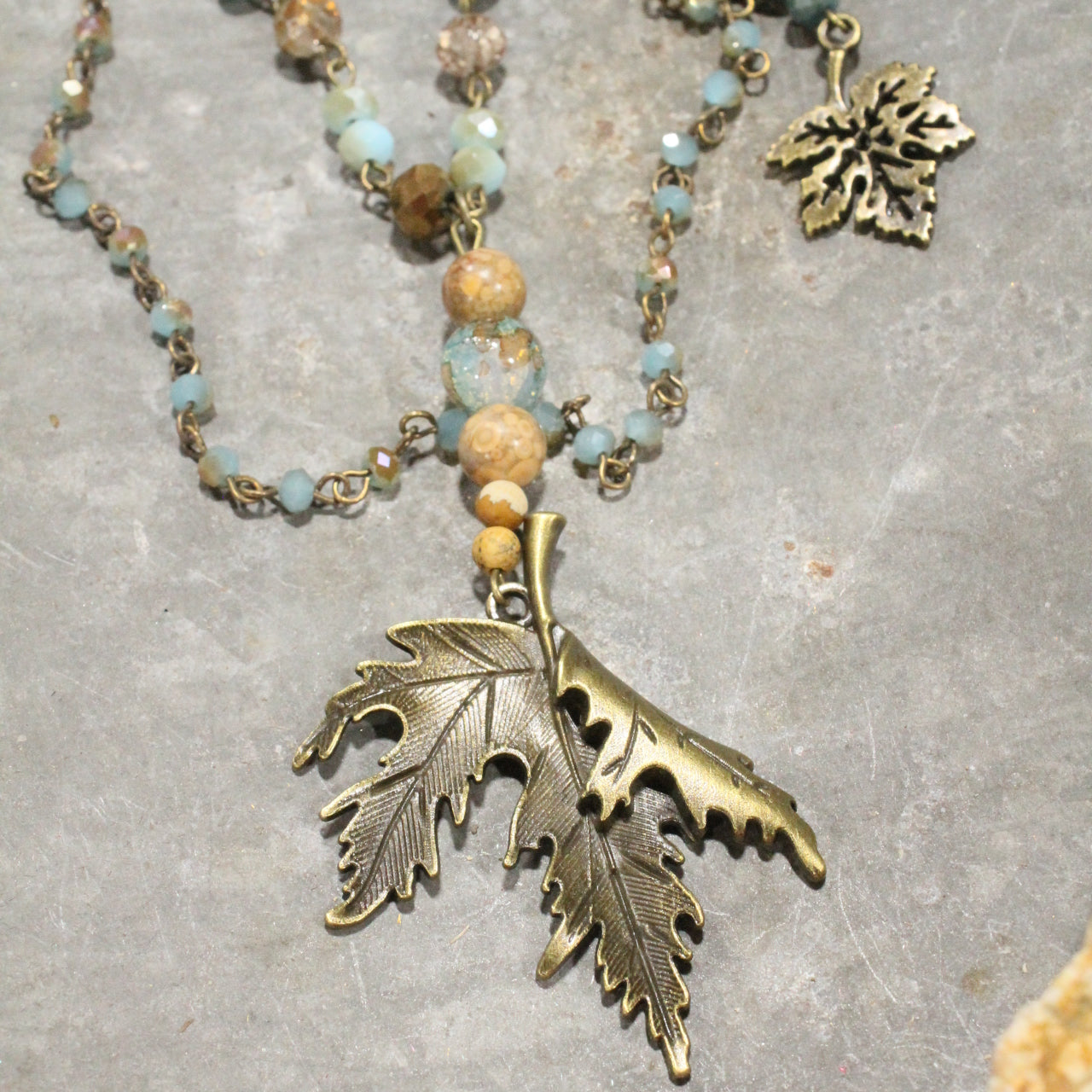 Season Changes Layered Oak Leaf Necklace