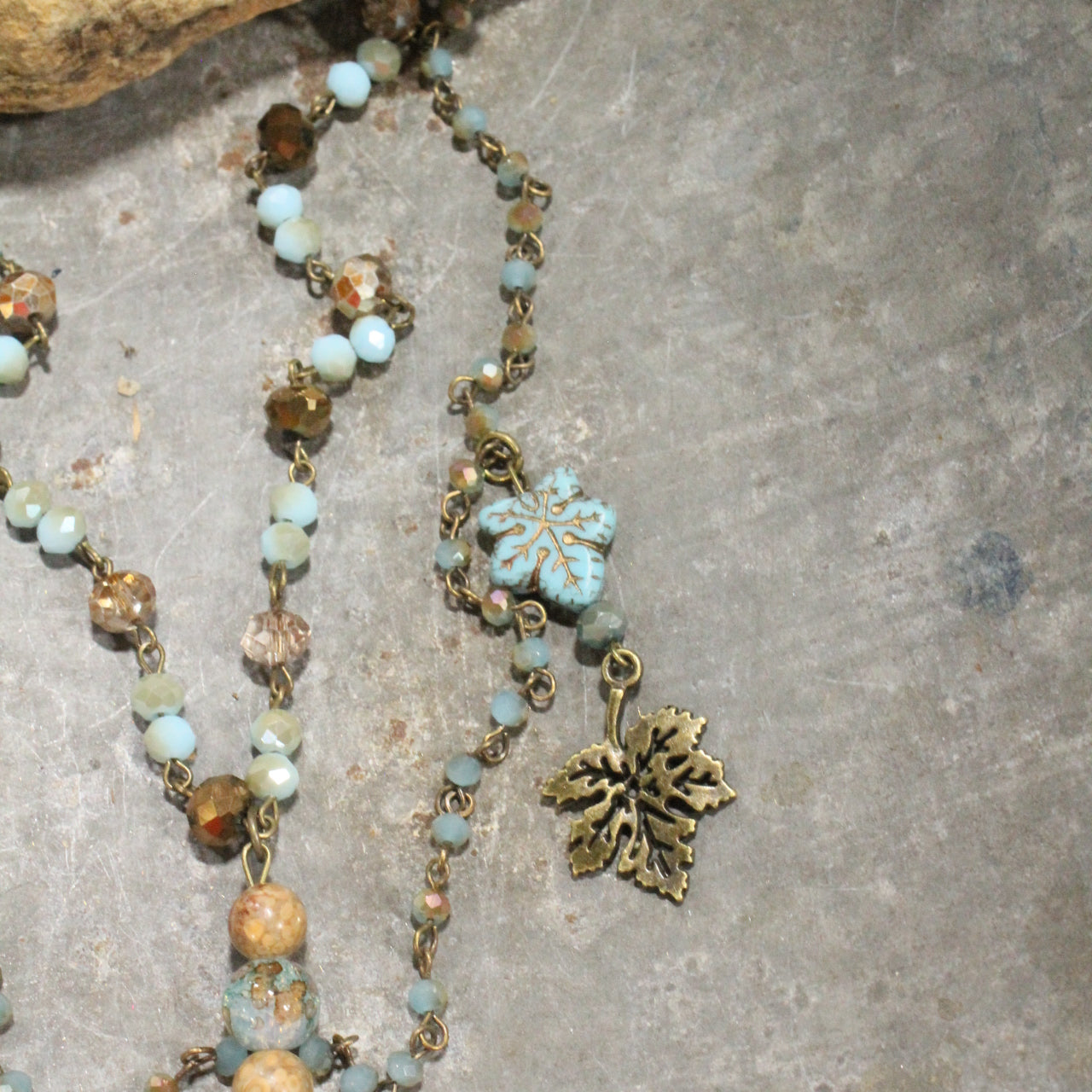 Season Changes Layered Oak Leaf Necklace
