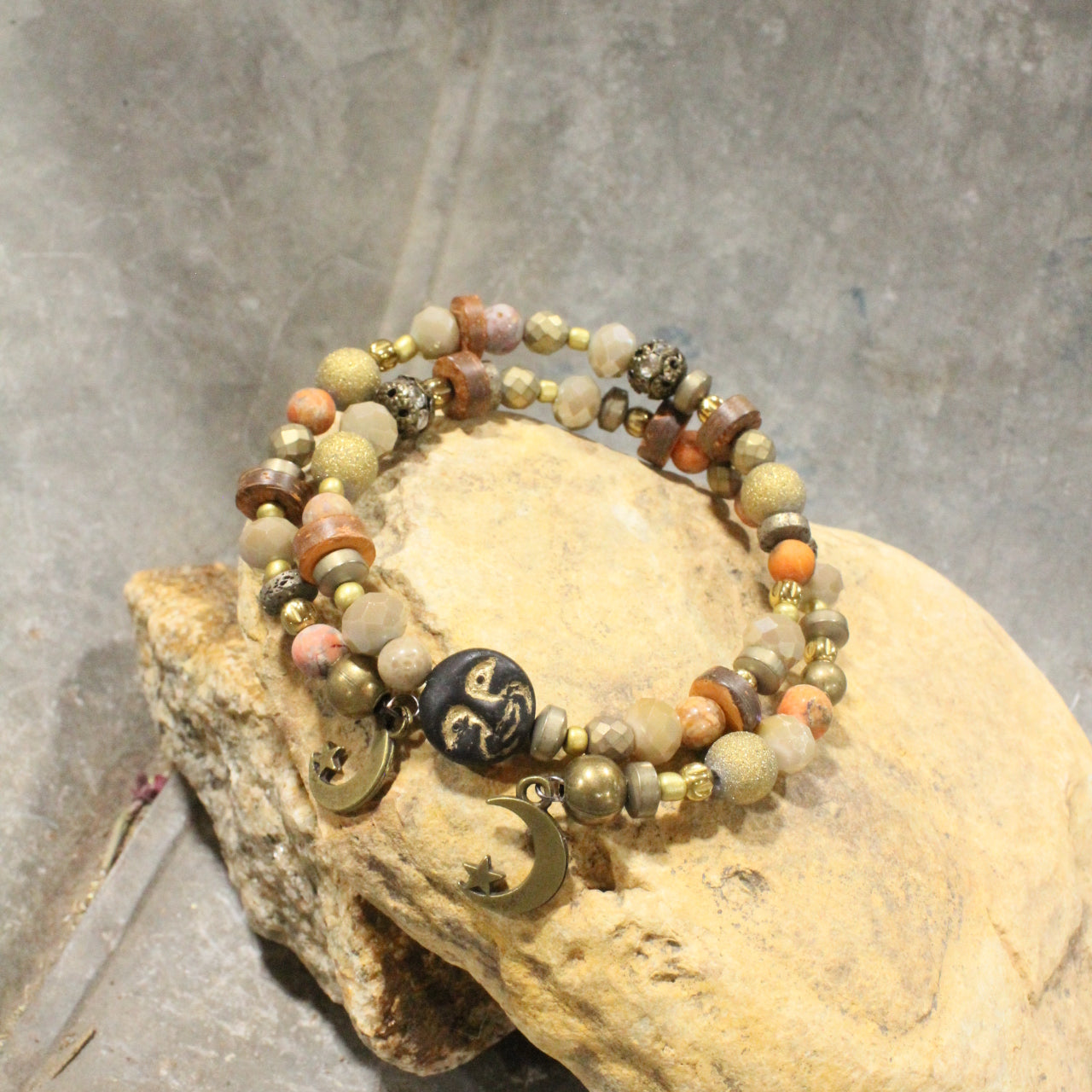Full Moon Rusty Tones Wrap Bracelet