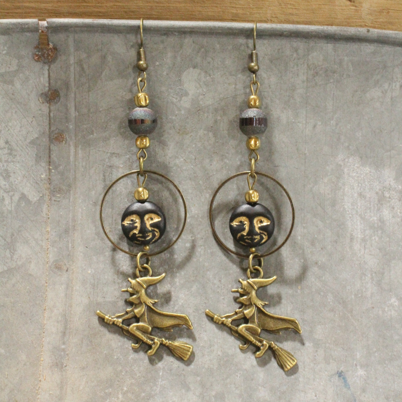 Night Rider Witch Dangle Drop Earrings