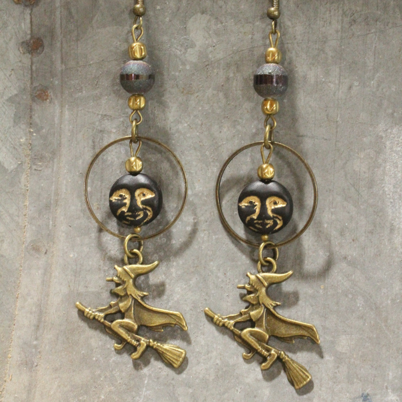 Night Rider Witch Dangle Drop Earrings