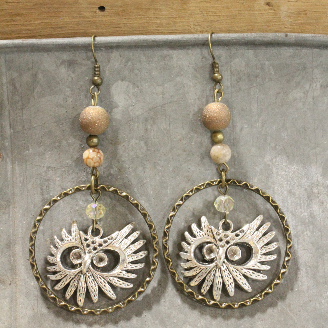 I See You Owl & Stone Drop Earrings