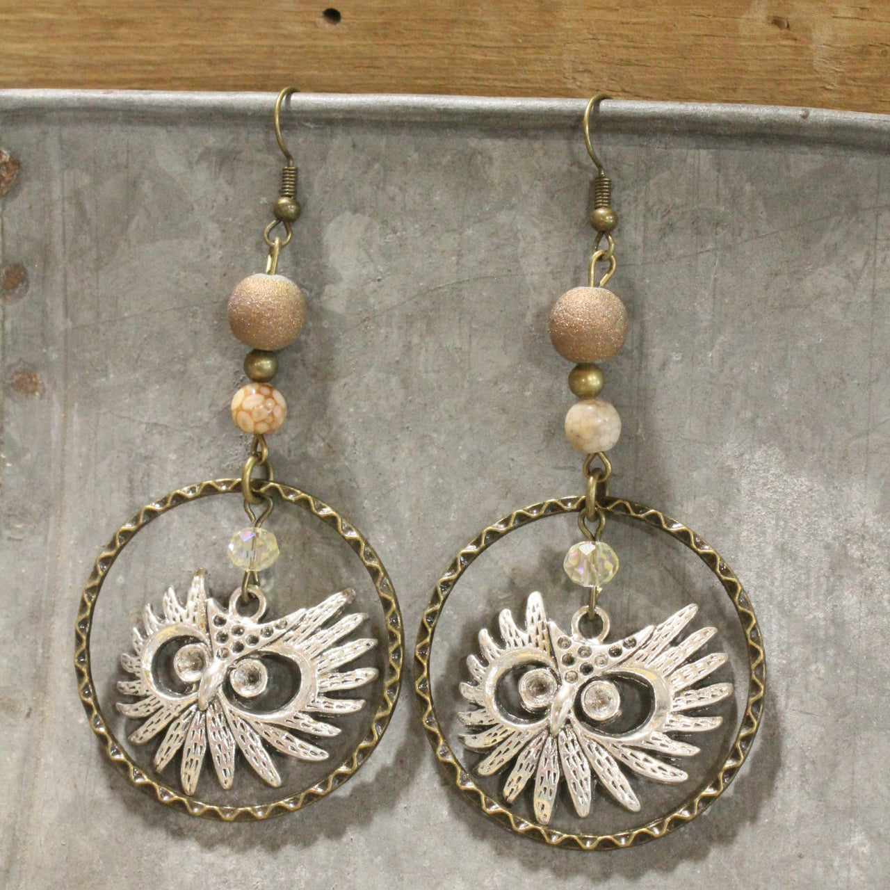 I See You Owl & Stone Drop Earrings