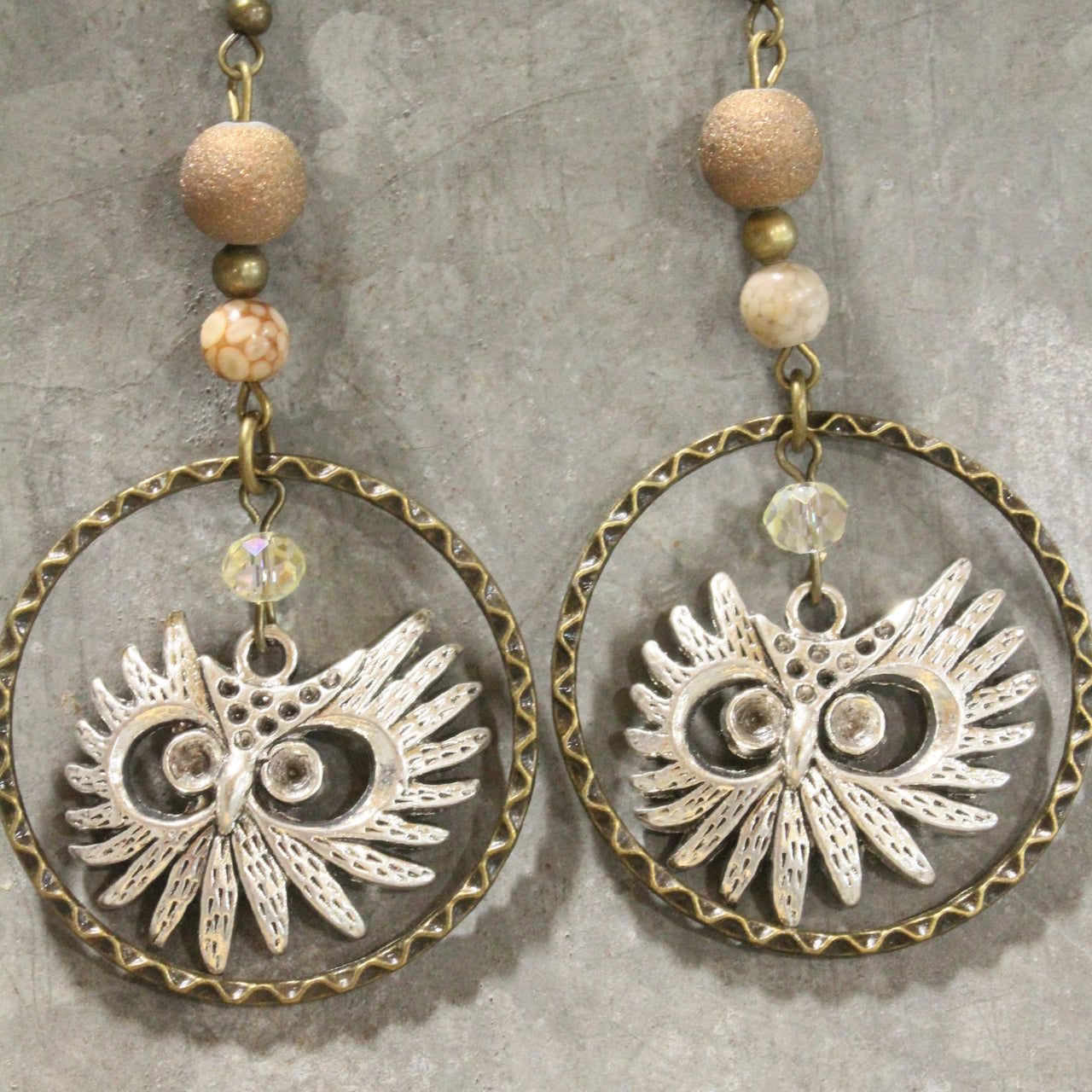 I See You Owl & Stone Drop Earrings