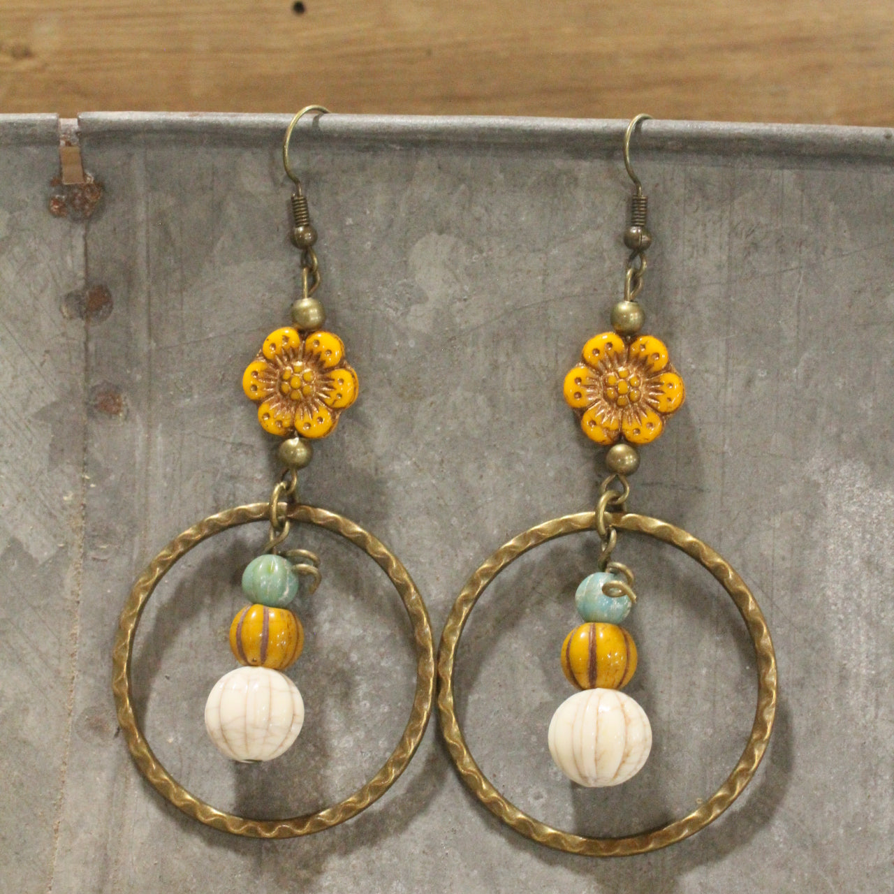 Stackable Pumpkin & Gourd Flower Dangle Earrings