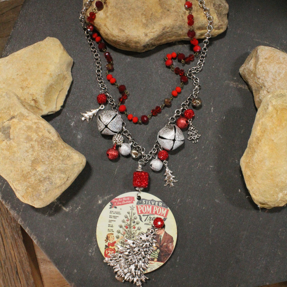 Nostalgic Silver Pom Pom Trees Charm'd Necklace