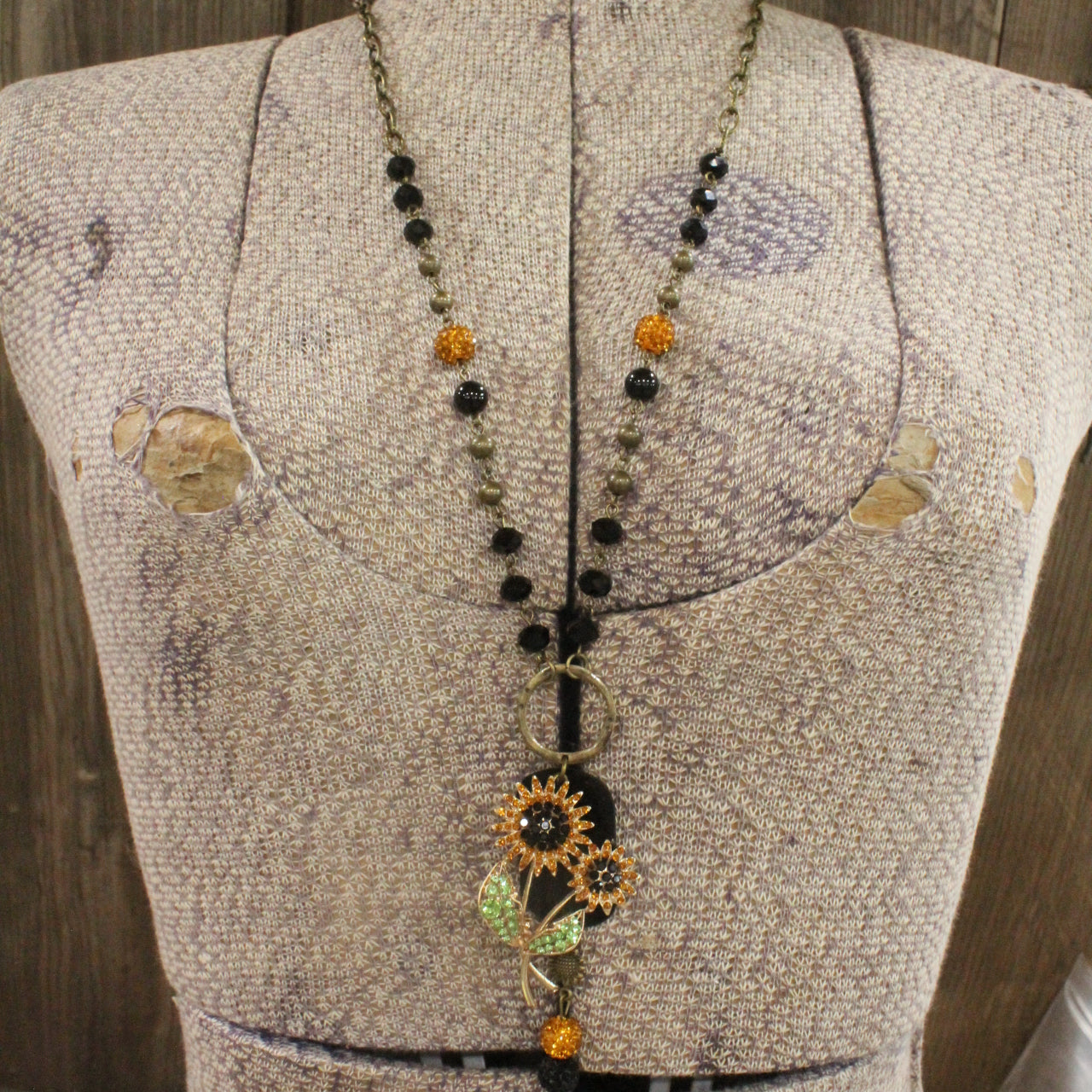 Sunflower Season Black Eyed Layered Necklace