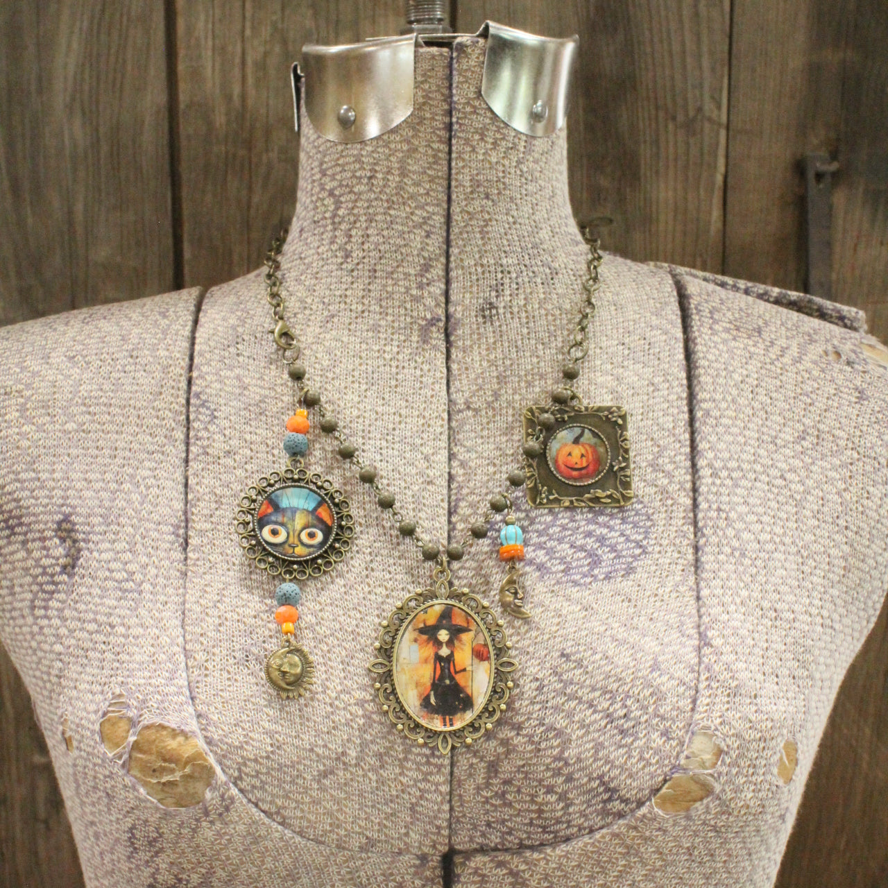 Whimsical Fun Halloween Layered Charming Necklace