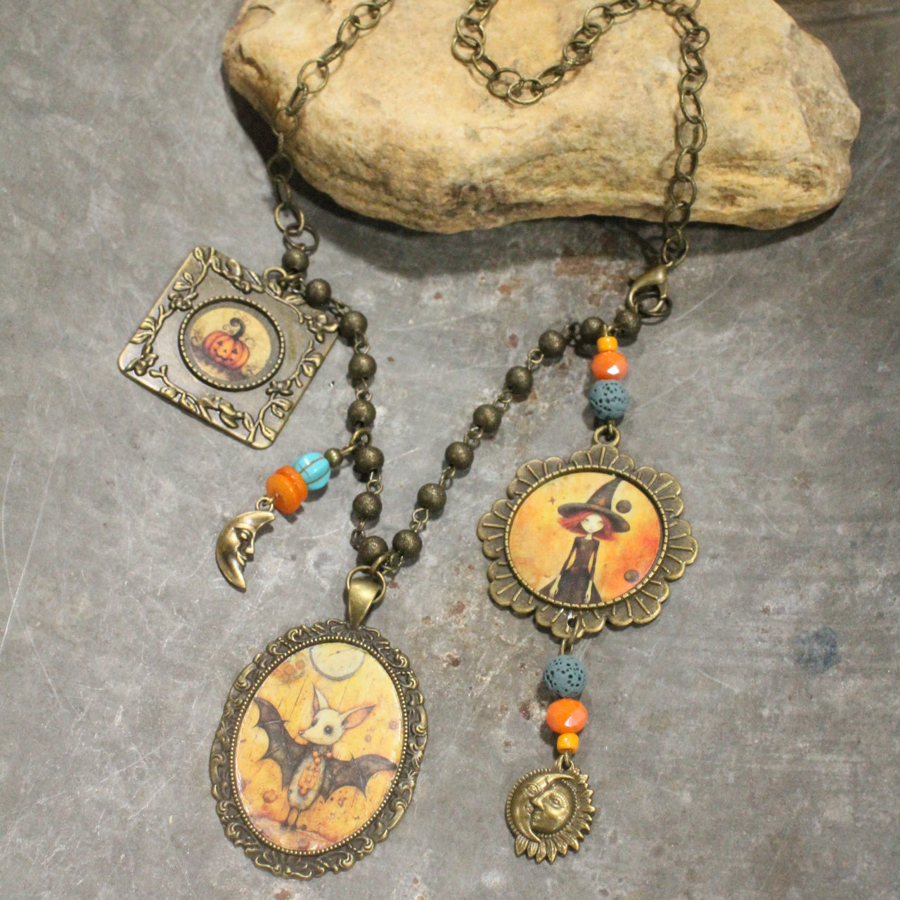 Whimsical Fun Halloween Layered Charming Necklace
