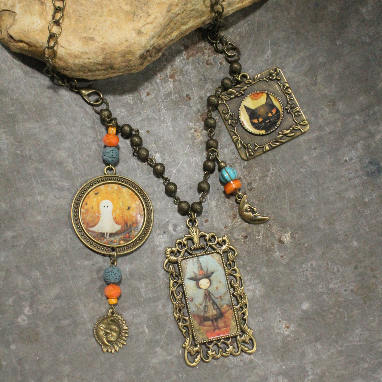 Whimsical Fun Halloween Layered Charming Necklace