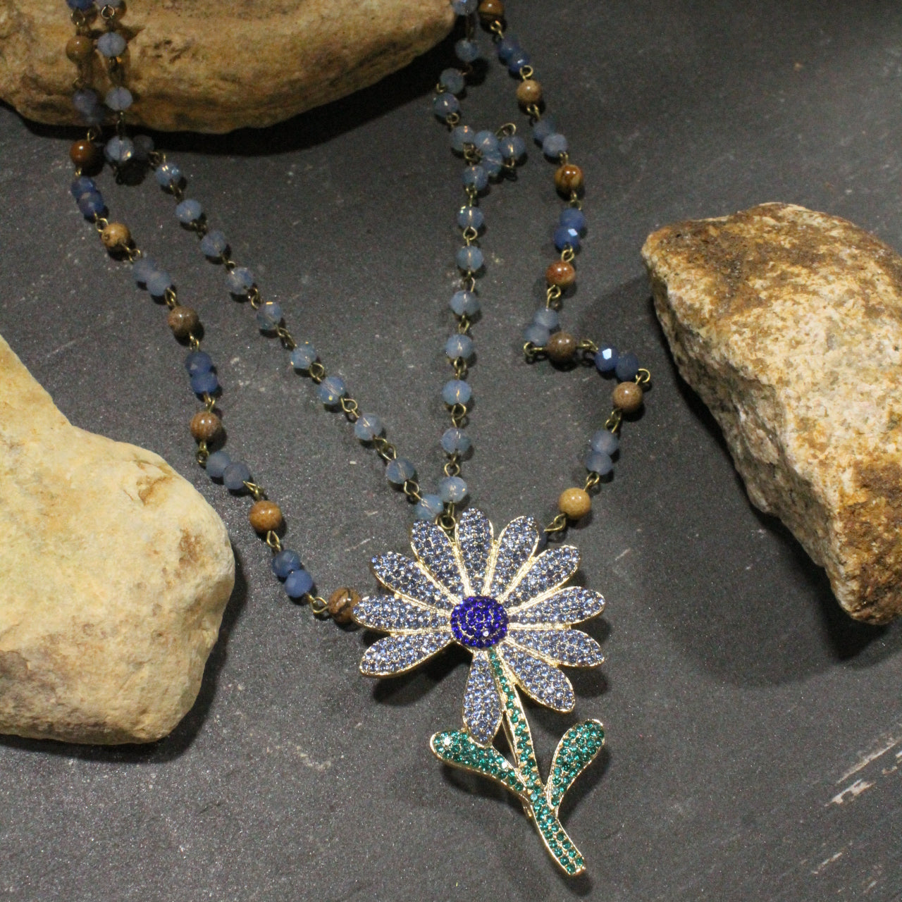 Periwinkle Flower Layered Necklace