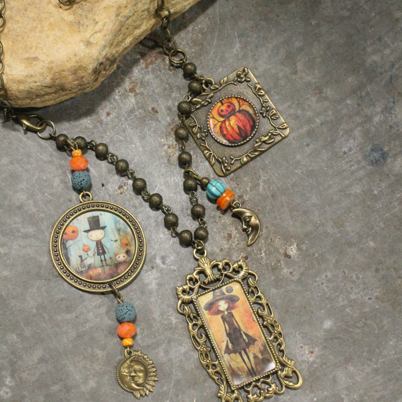 Whimsical Fun Halloween Layered Charming Necklace