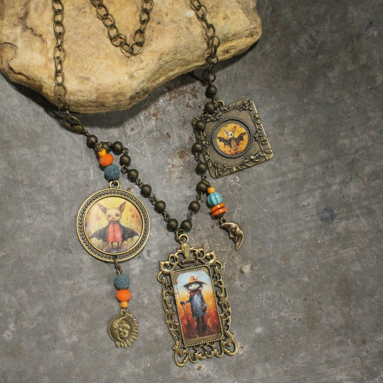 Whimsical Fun Halloween Layered Charming Necklace