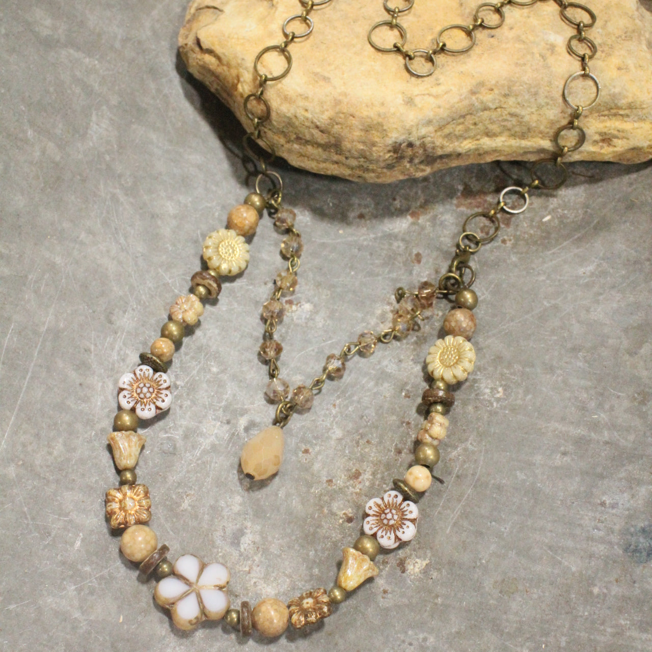 CZECH Me Out Elite Beige & Natural Layered Necklace