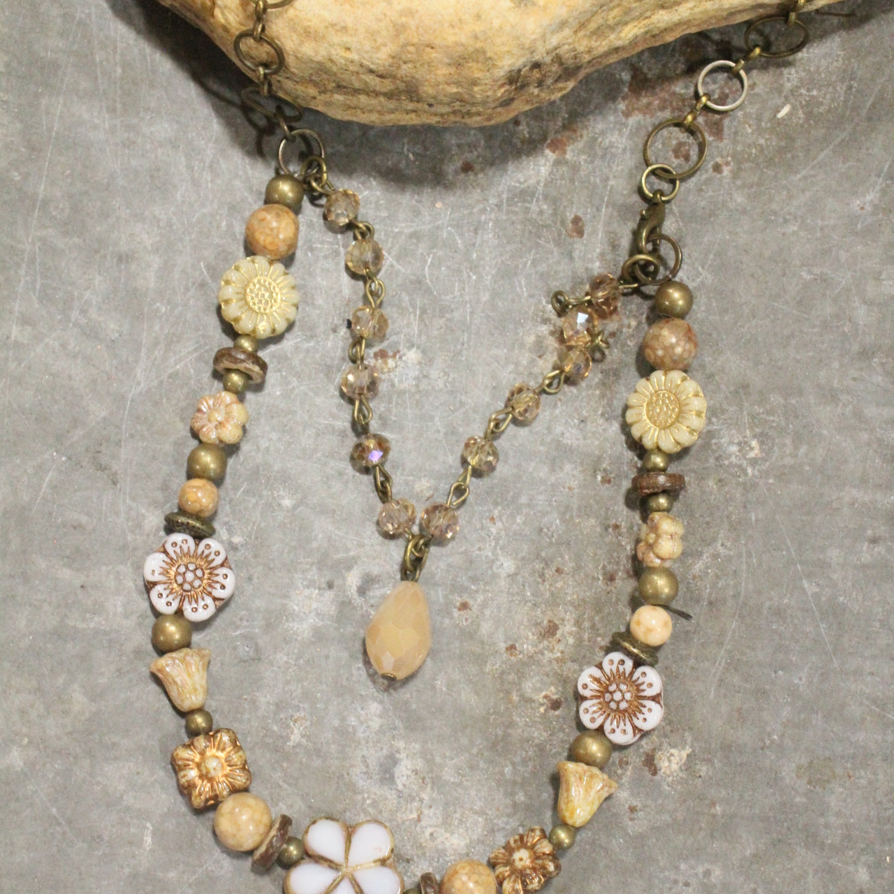 CZECH Me Out Elite Beige & Natural Layered Necklace