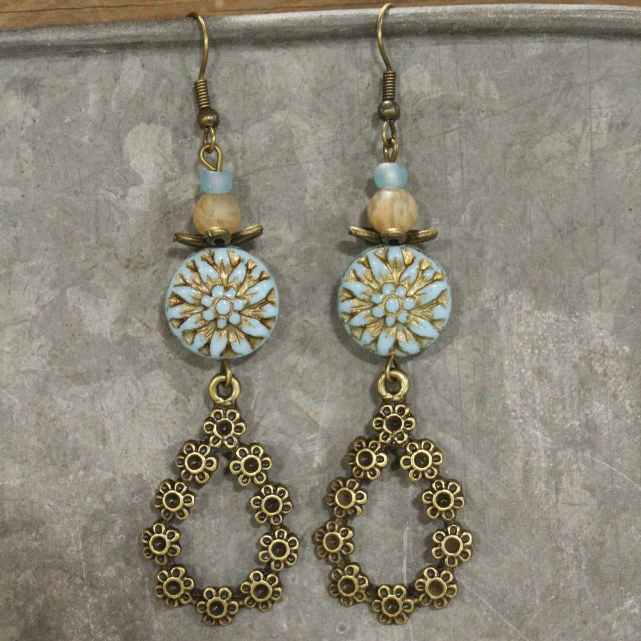 Full Of Blooms Czech Flower Dangle Earrings