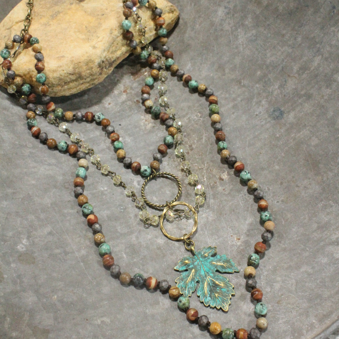 Forever In Love With Fall Leaf Layered Necklace