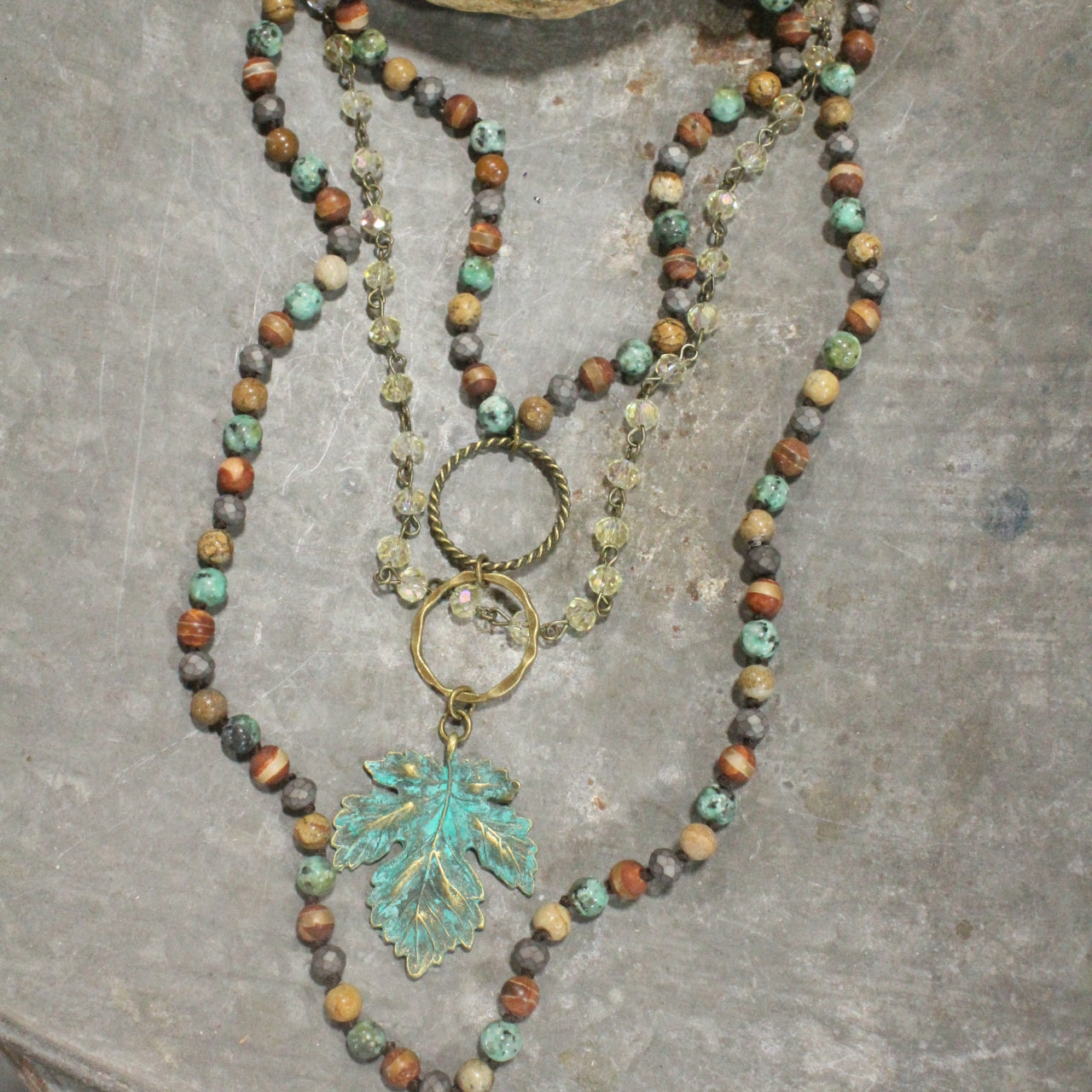 Forever In Love With Fall Leaf Layered Necklace