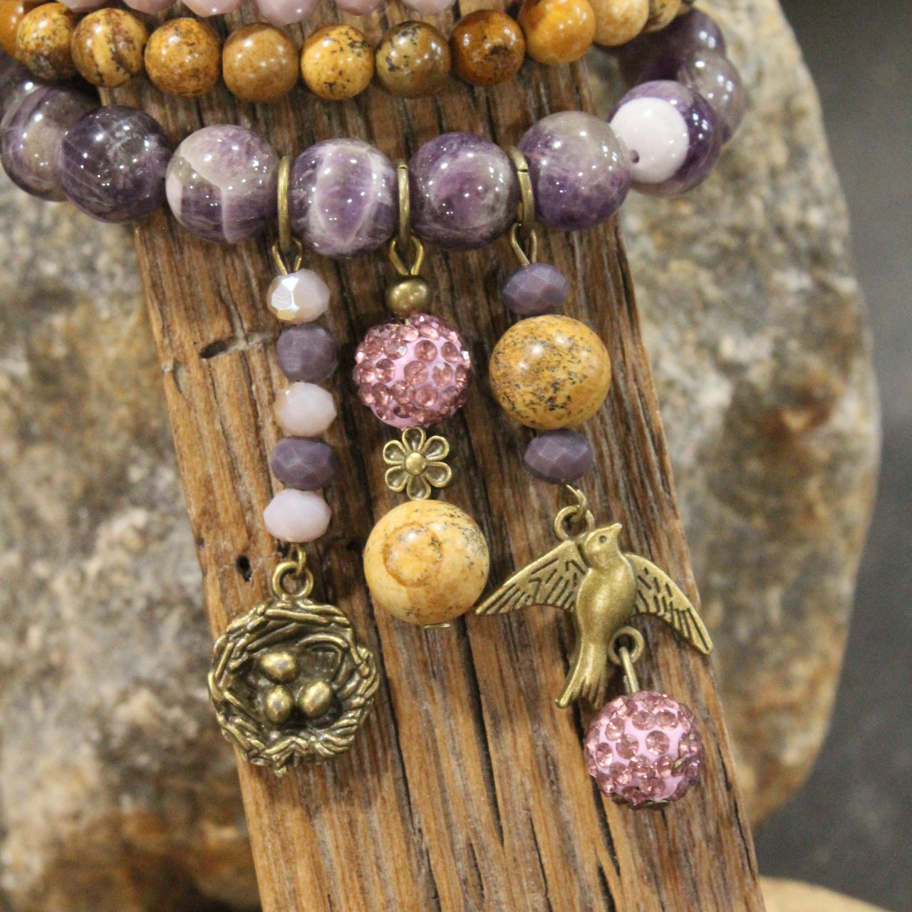 Spread Your Wings Plum Bracelet Set