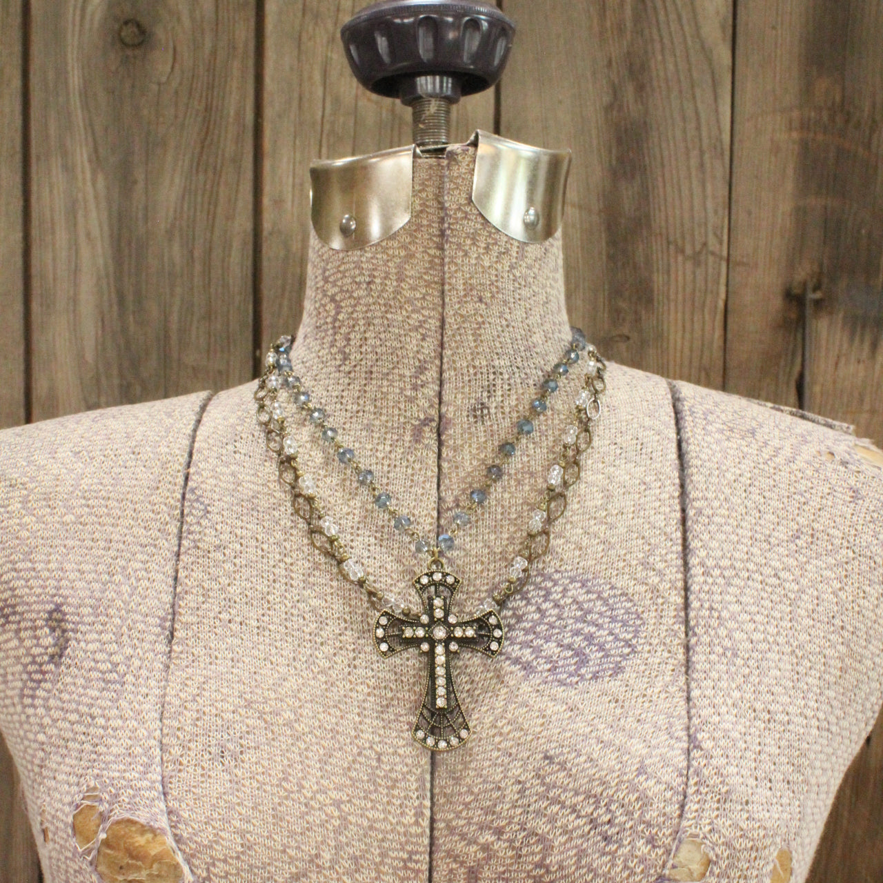 My God Cross Layered Necklace