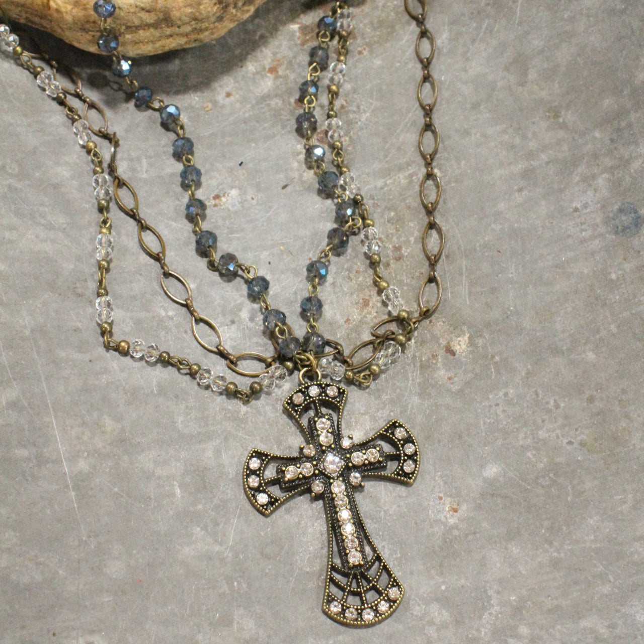 My God Cross Layered Necklace