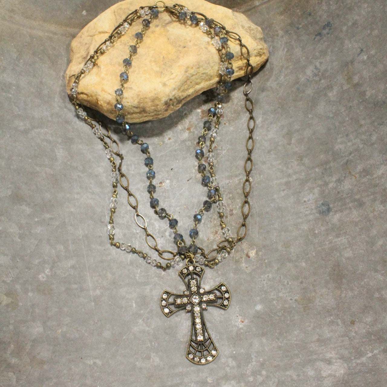 My God Cross Layered Necklace