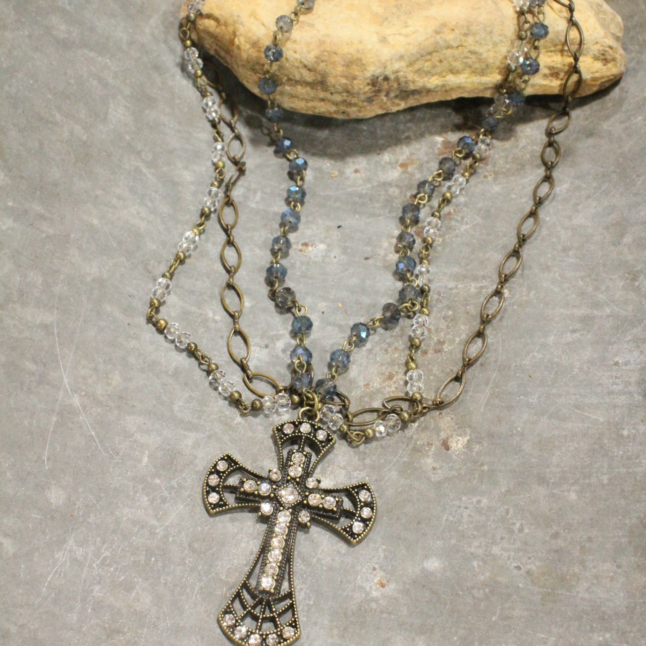 My God Cross Layered Necklace