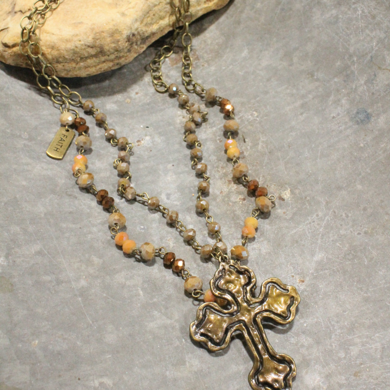 Firm Foundation Cross Layered Necklace