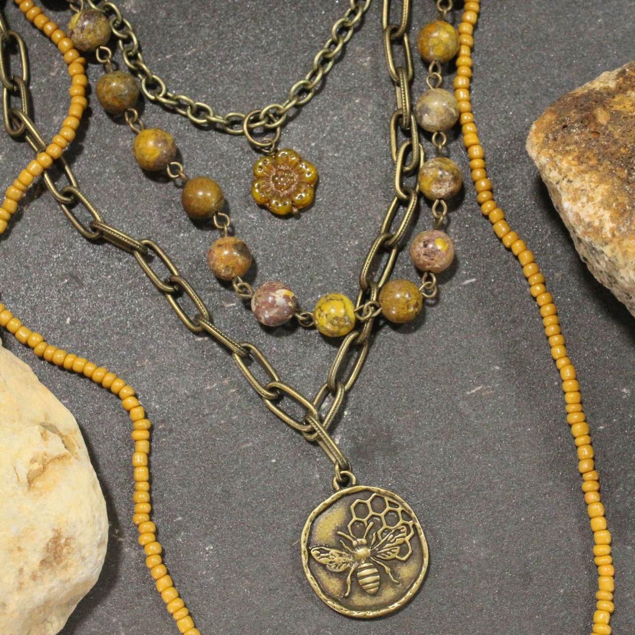 Stung By A Bee Layered Necklace Set