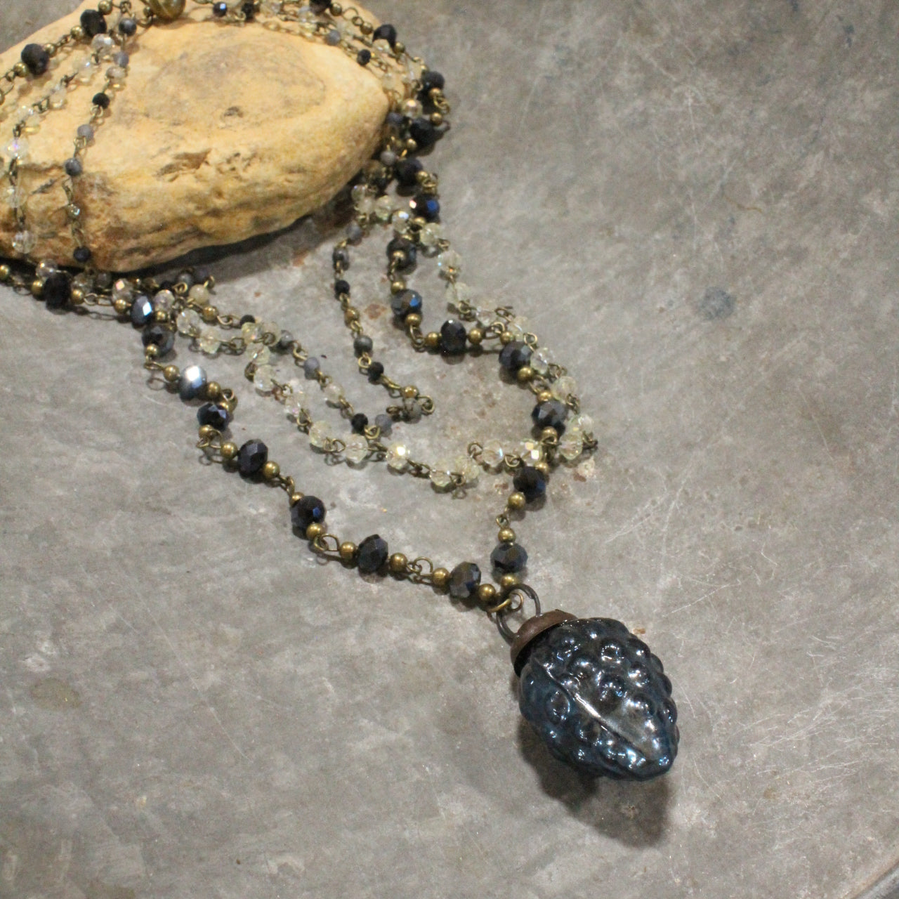 Pass The Pinecone Navy Layered Necklace