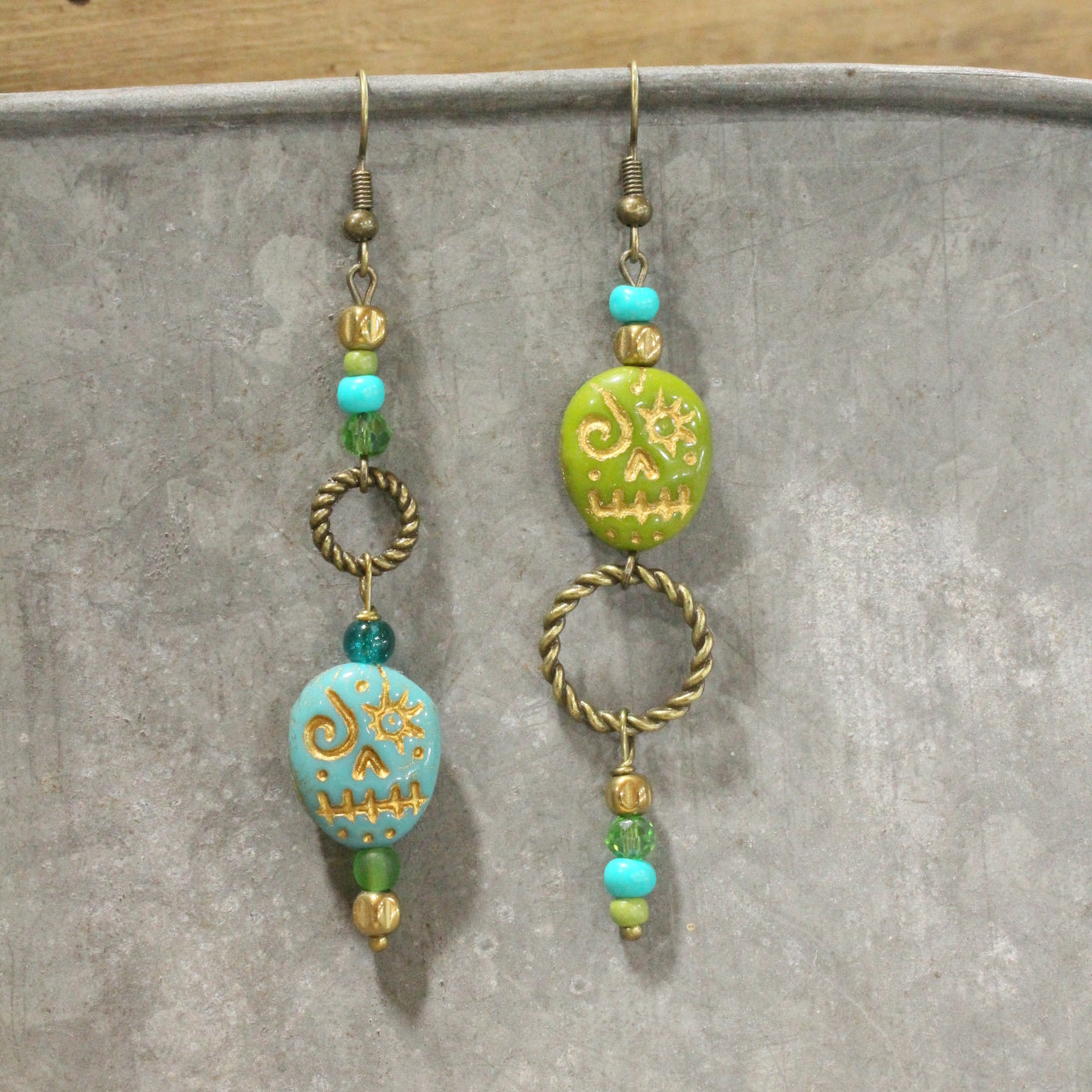 Just A Little Bit Crazy Skull Dangle Drop Earrings