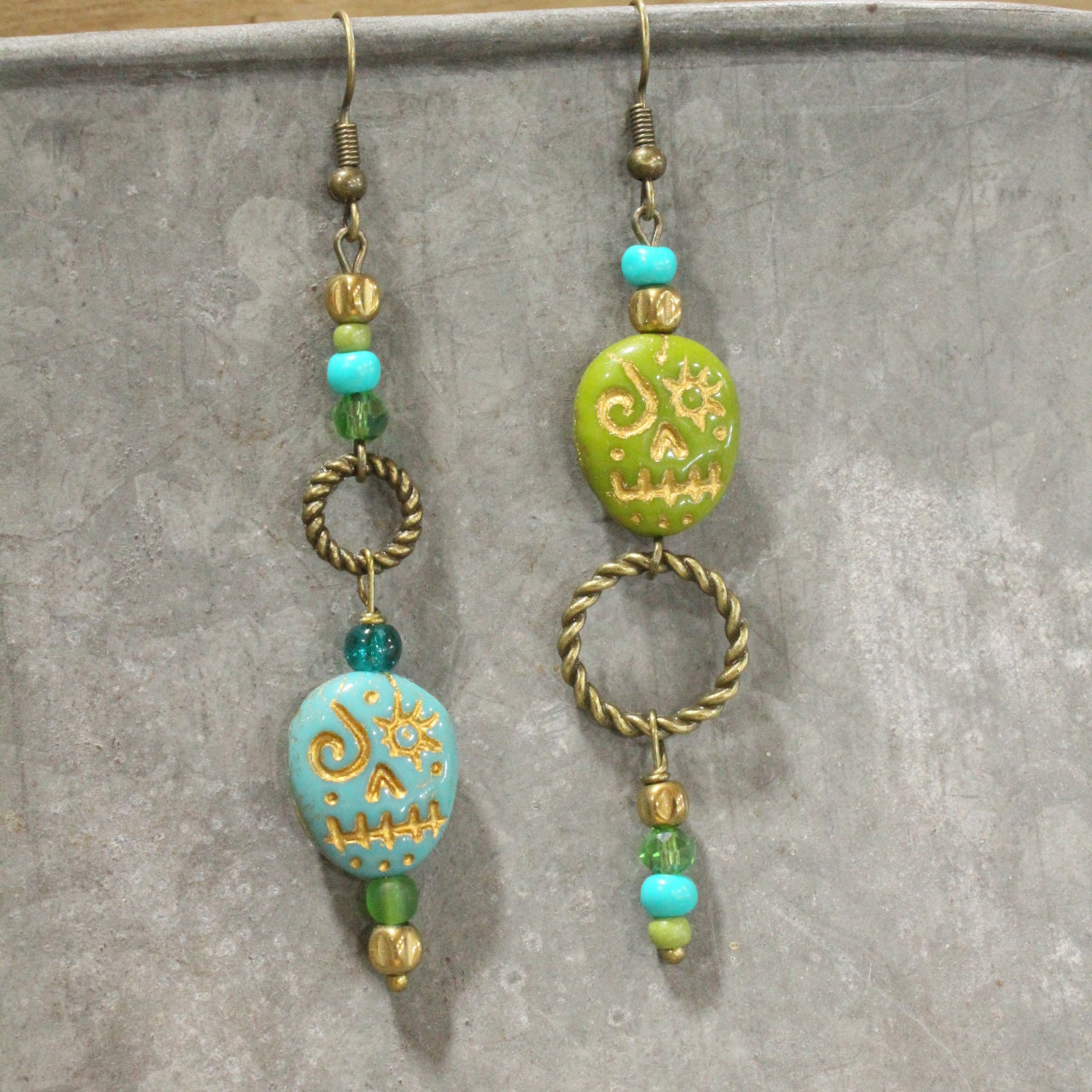 Just A Little Bit Crazy Skull Dangle Drop Earrings