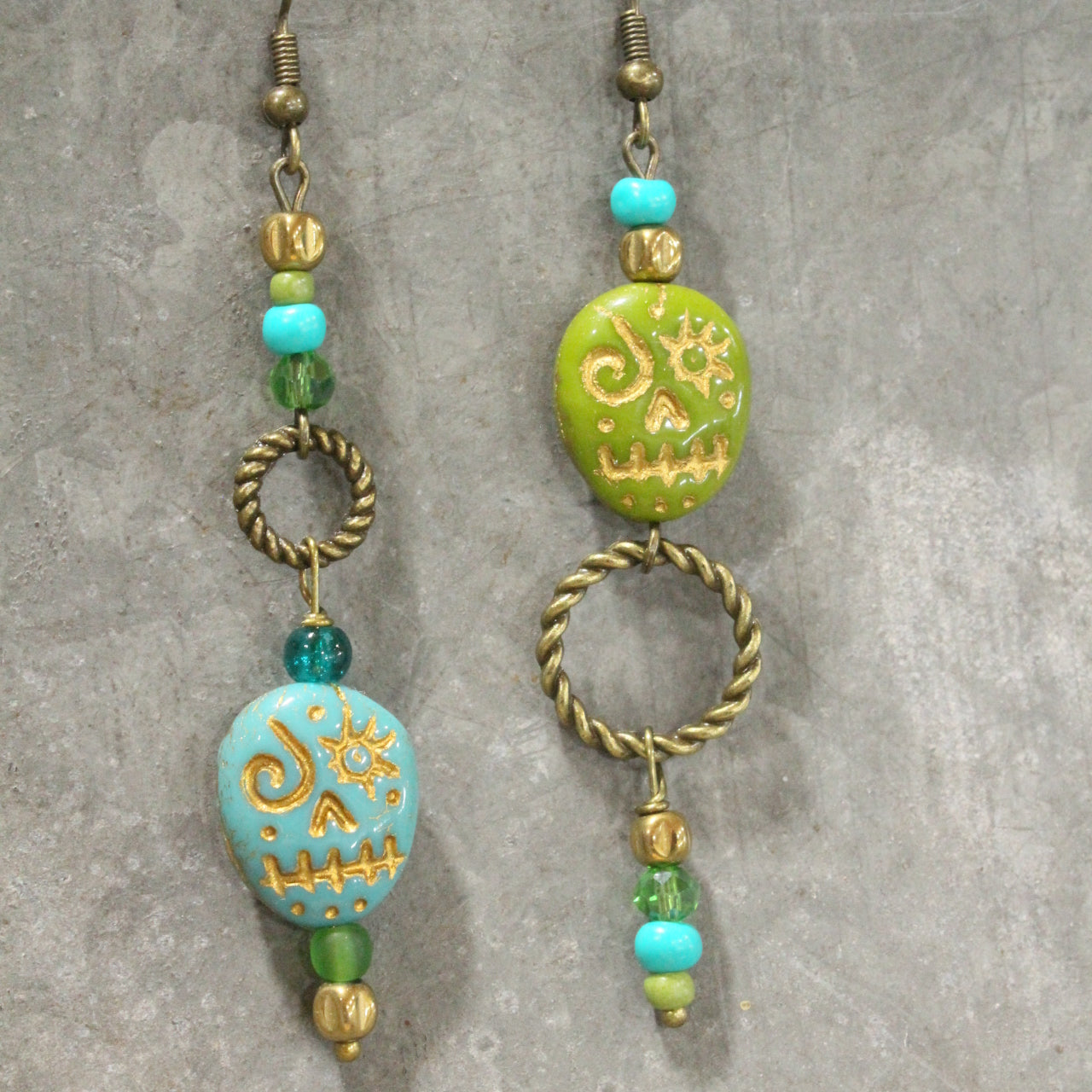 Just A Little Bit Crazy Skull Dangle Drop Earrings