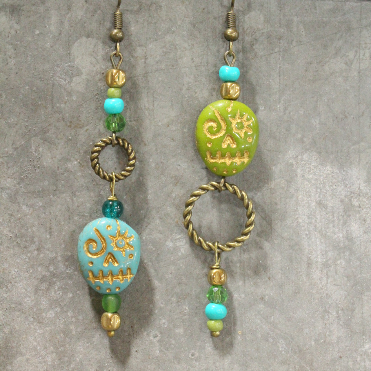 Just A Little Bit Crazy Skull Dangle Drop Earrings