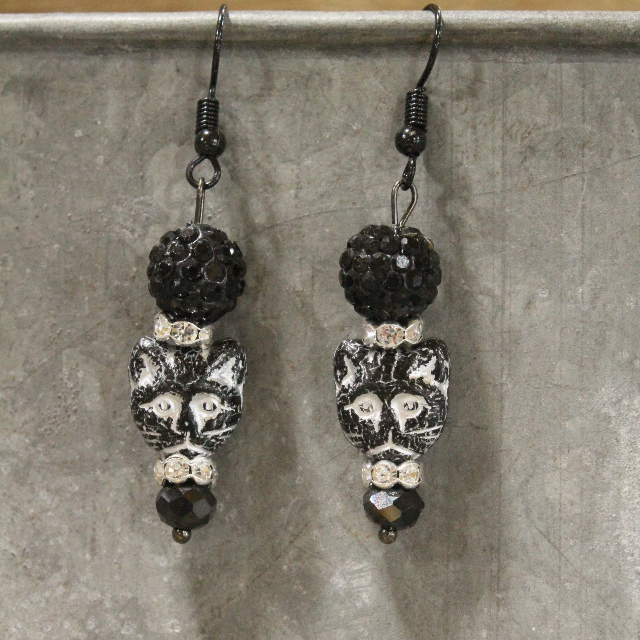 Sassy Black Cat Dangle Drop Earrings