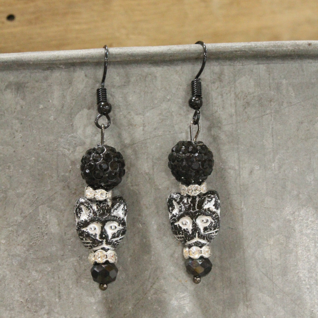 Sassy Black Cat Dangle Drop Earrings