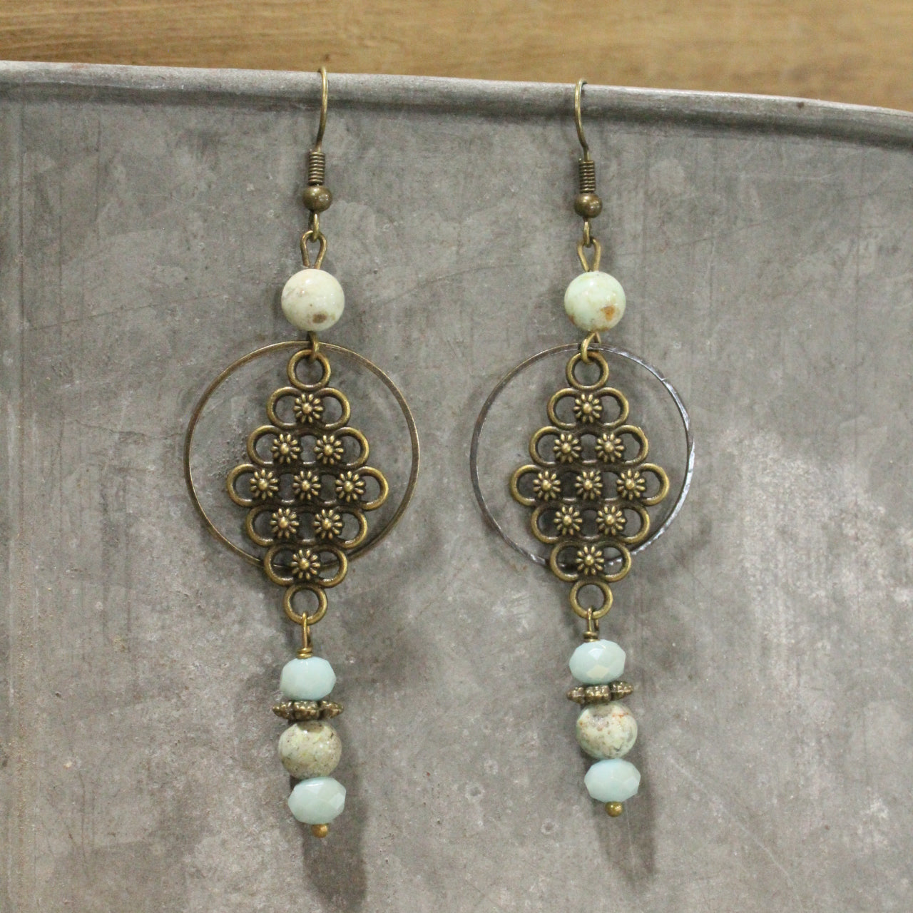 Vintage Stone Dangle Drop Earrings
