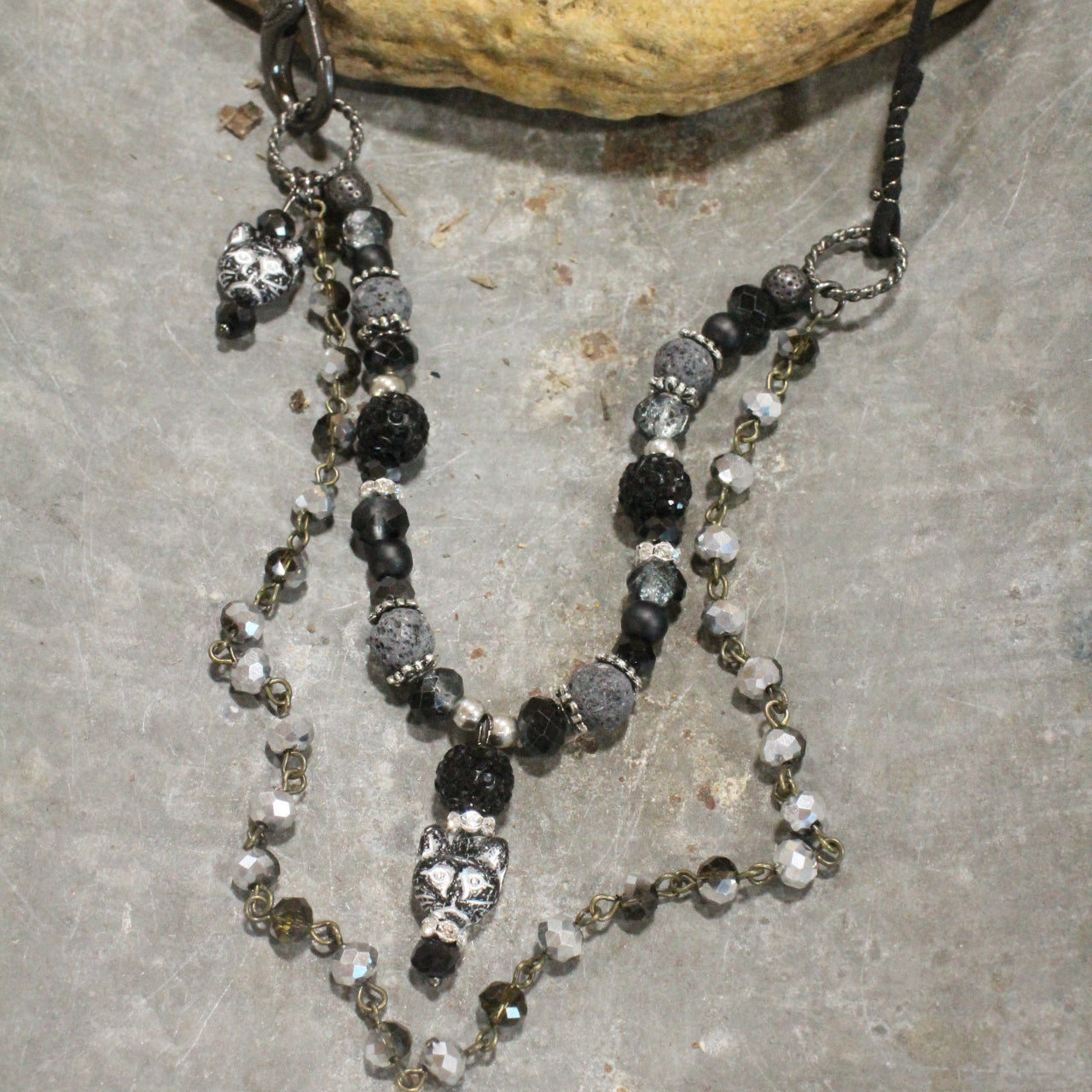 Sassy Black Cat Layered Necklace