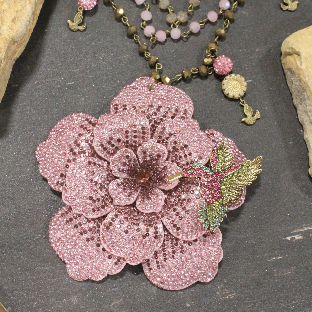 Power In The Flower Blushing Humming Bird Layered Necklace