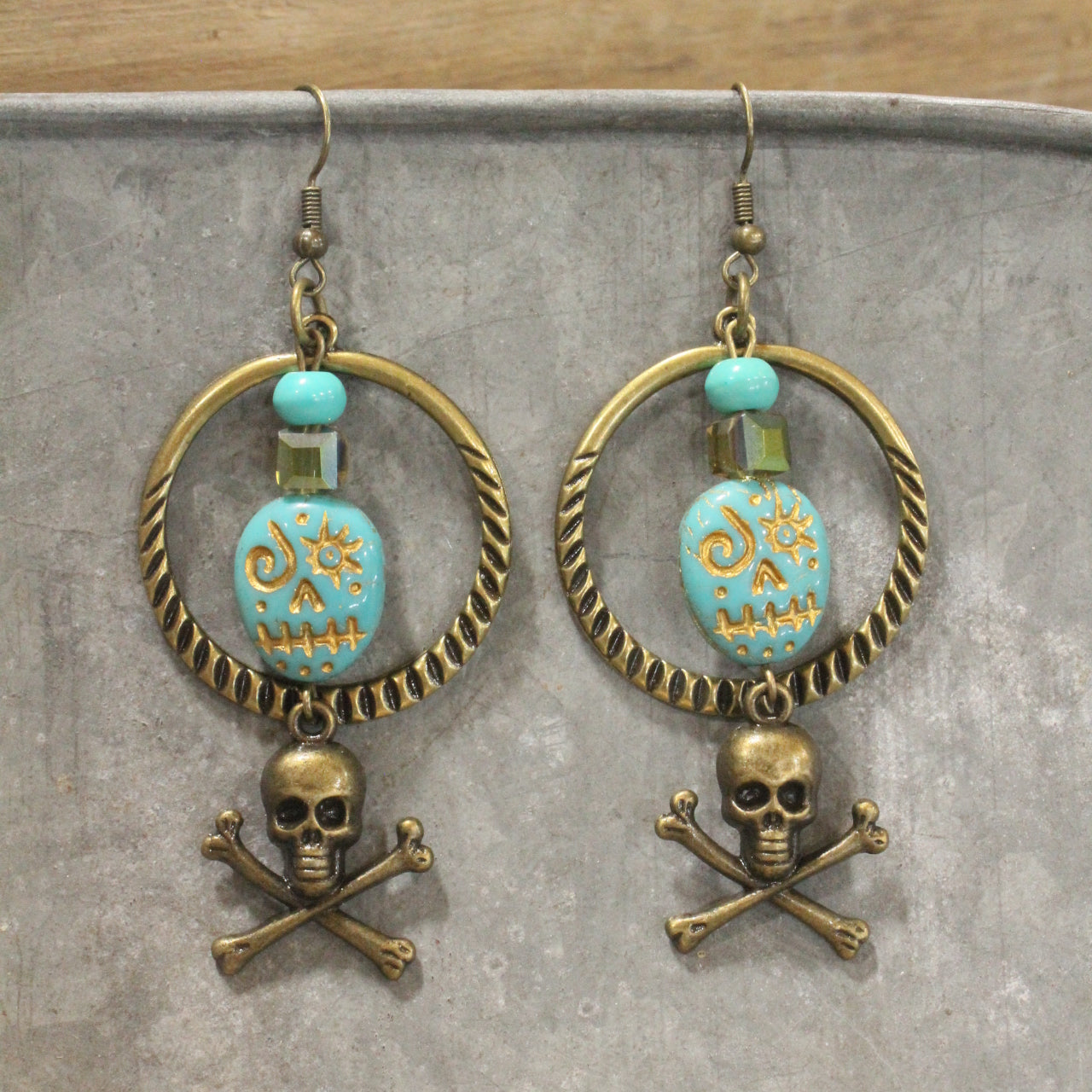 Skull & Cross Bones Dangle Drop Earrings
