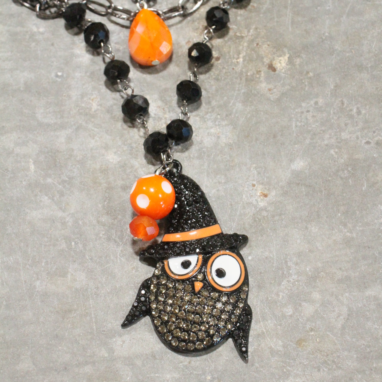 Whimsy Black Owl Layered Necklace
