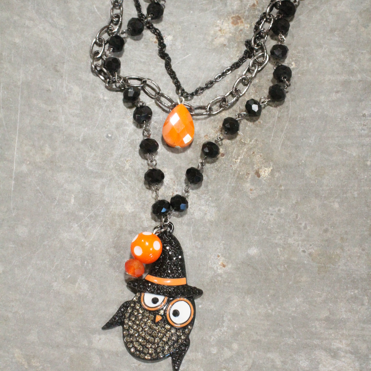 Whimsy Black Owl Layered Necklace