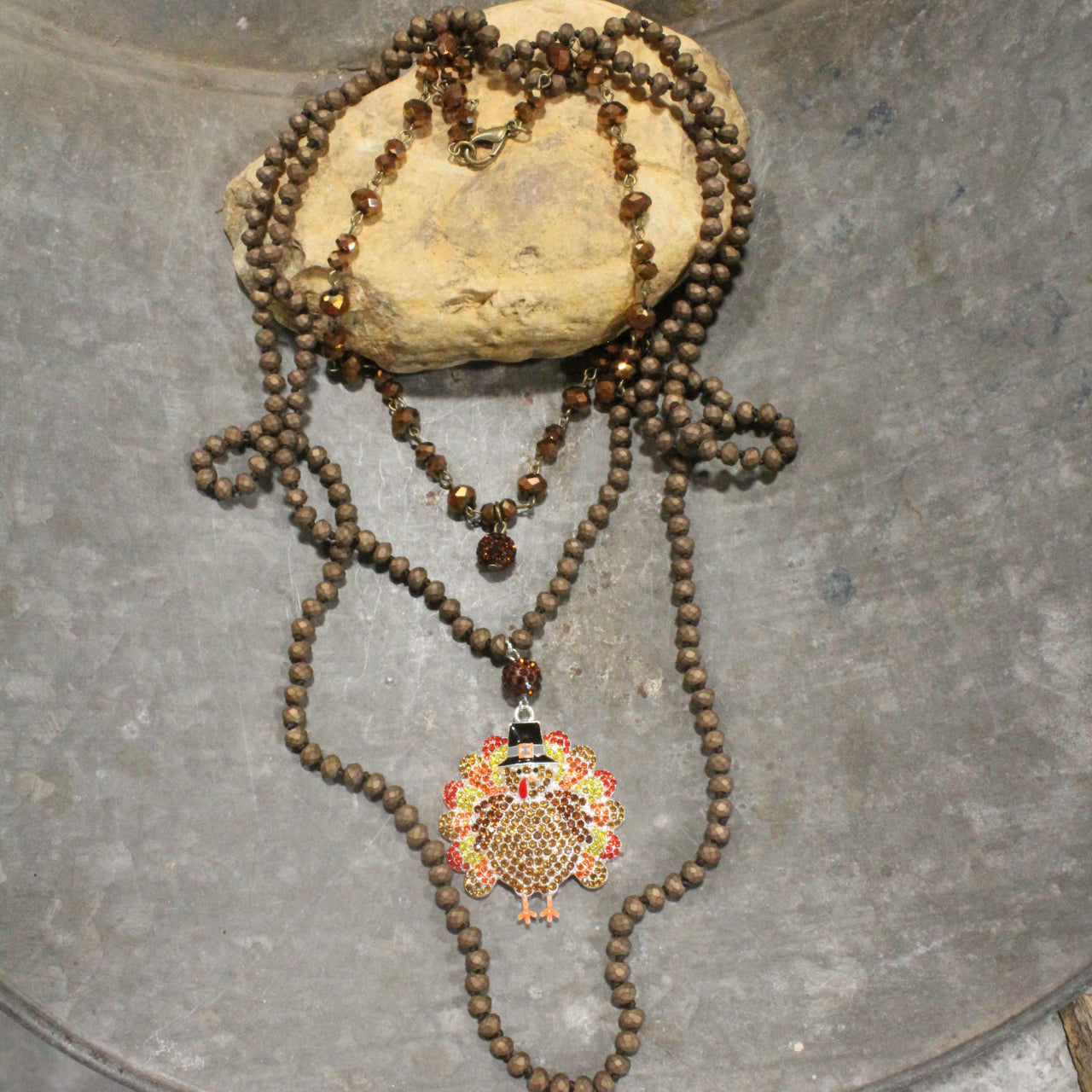 Tom The Turkey Layered Glass Necklace