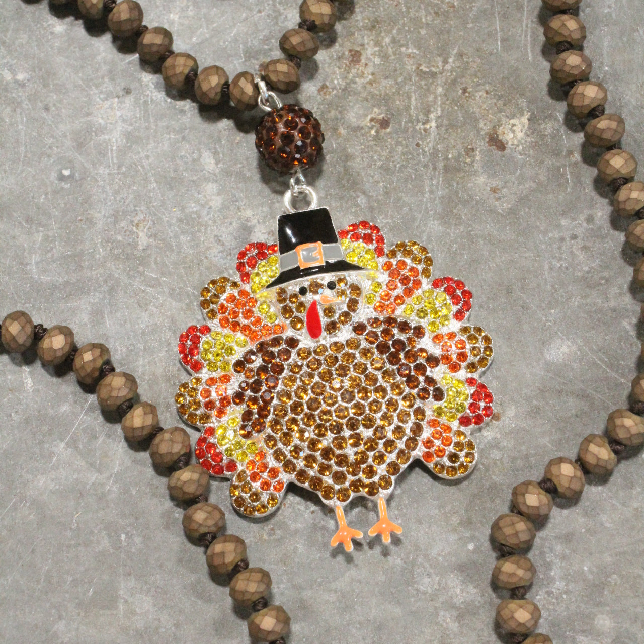 Tom The Turkey Layered Glass Necklace