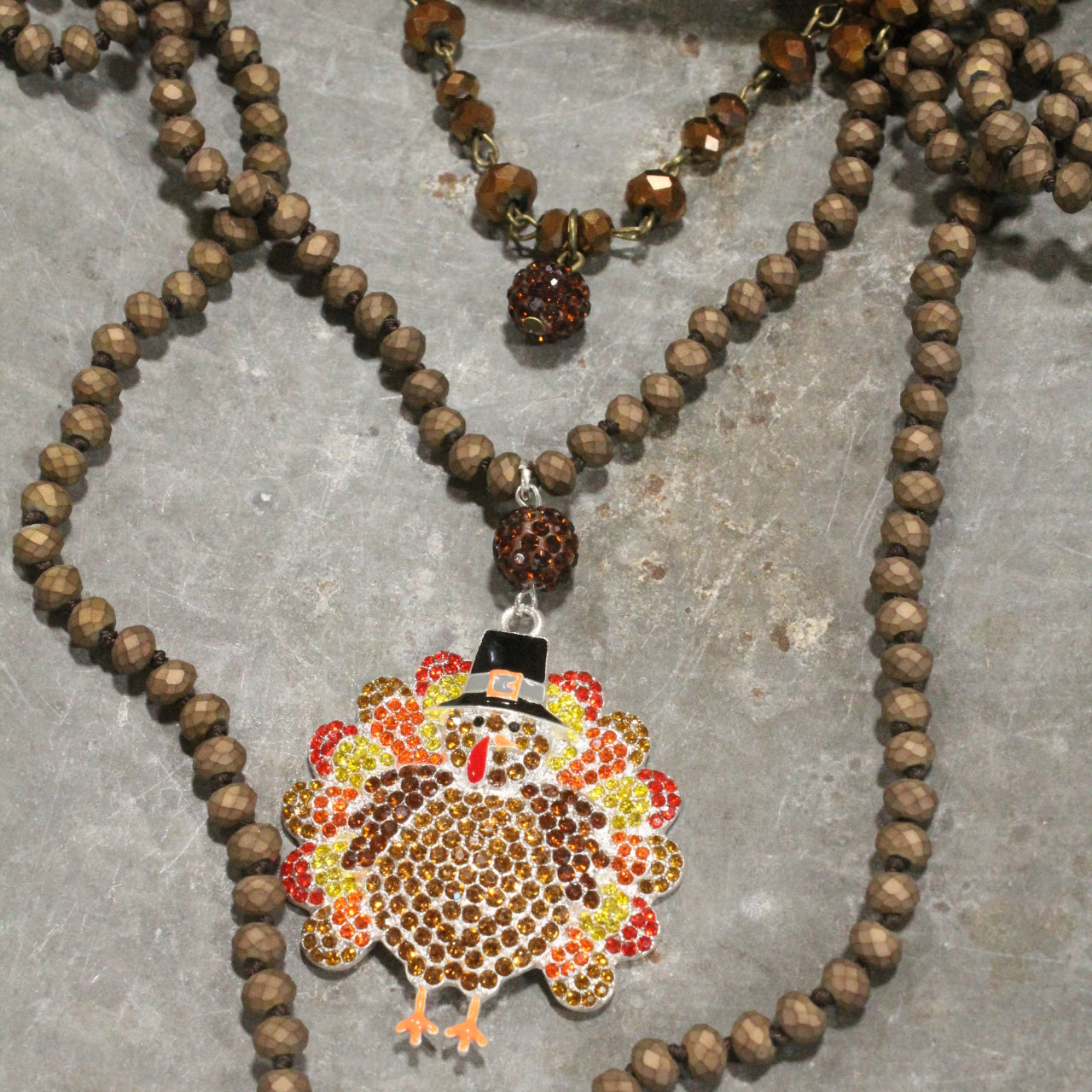 Tom The Turkey Layered Glass Necklace