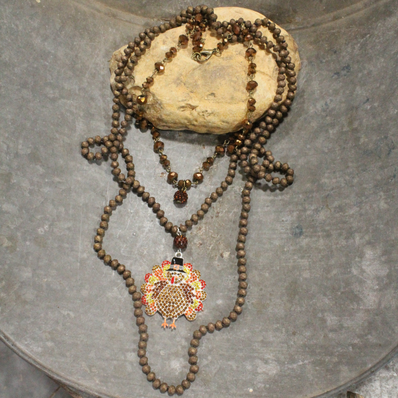Tom The Turkey Layered Glass Necklace
